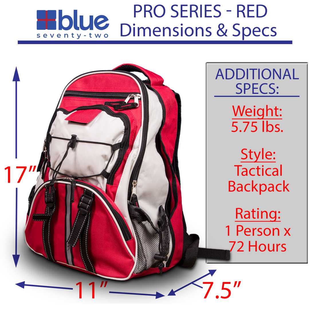 Blue Seventy-Two PRO SERIES Family Pack - Deluxe 3 Day Emergency Kit for 4 People