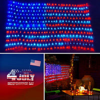 Thumbnail for American Flag Lights, 420LED Outdoor Waterproof Red White and Blue Led American Flag Net Light of the United States for Memorial Day, Independence Day, National Day, Veterans Day Decor(Plug In)