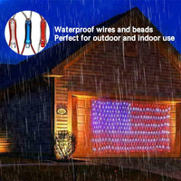 Thumbnail for American Flag Lights, 420LED Outdoor Waterproof Red White and Blue Led American Flag Net Light of the United States for Memorial Day, Independence Day, National Day, Veterans Day Decor(Plug In)