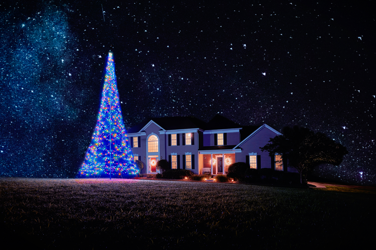 LED Christmas Tree for Flagpole on Sale