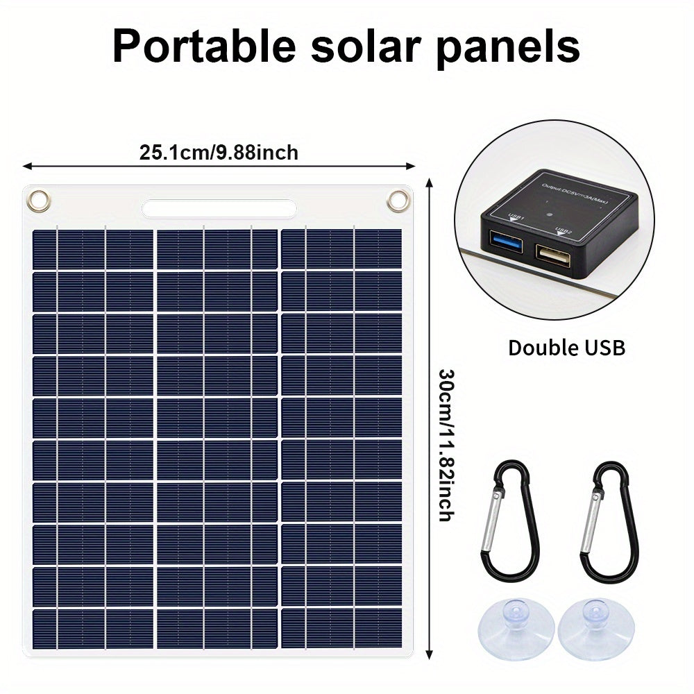 1Pc Portable USB Foldable Solar Panel - Waterproof Folding Solar Panels for Mobile Phone Battery and Tablets Charger, and for Outdoor Camping Home