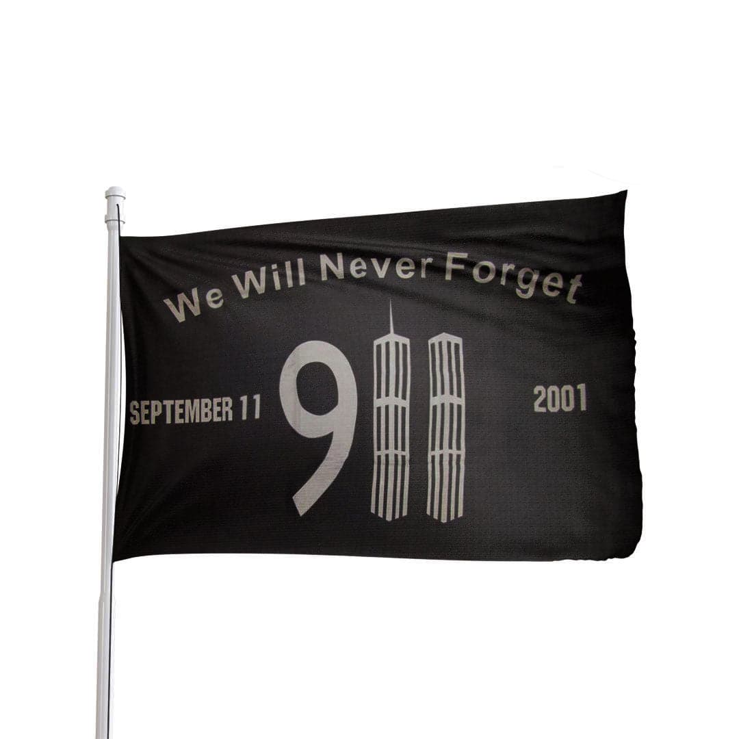 We Will Never Forget 9/11 Commemorative Premium Oxford Flag Black 3FT x 5FT