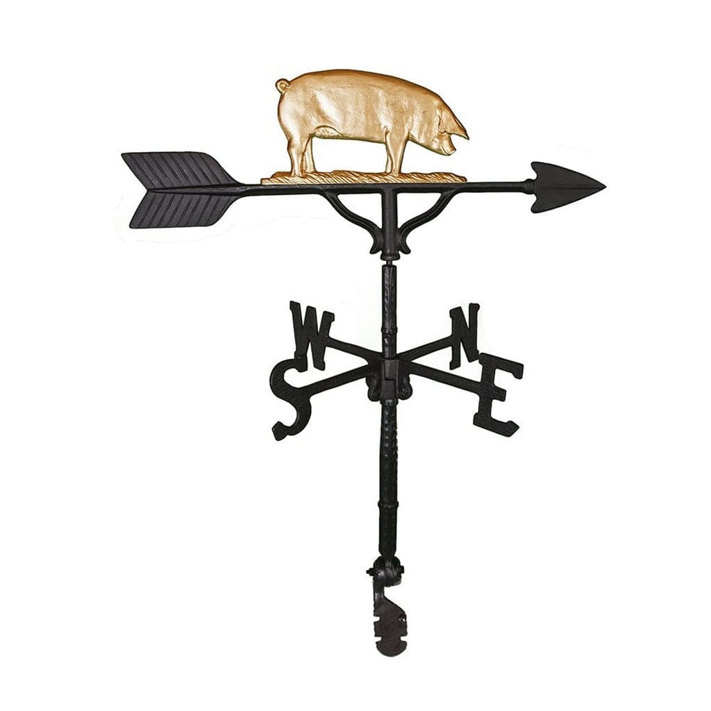 Gold pig decorative weathervane for sale image