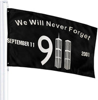 Thumbnail for We Will Never Forget 9/11 Commemorative Premium Oxford Flag Black 3FT x 5FT