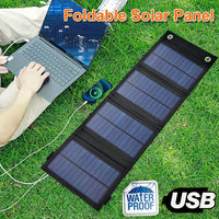 Thumbnail for 1Pc Portable USB Foldable Solar Panel - Waterproof Folding Solar Panels for Mobile Phone Battery and Tablets Charger, and for Outdoor Camping Home