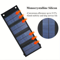 Thumbnail for 1Pc Portable USB Foldable Solar Panel - Waterproof Folding Solar Panels for Mobile Phone Battery and Tablets Charger, and for Outdoor Camping Home