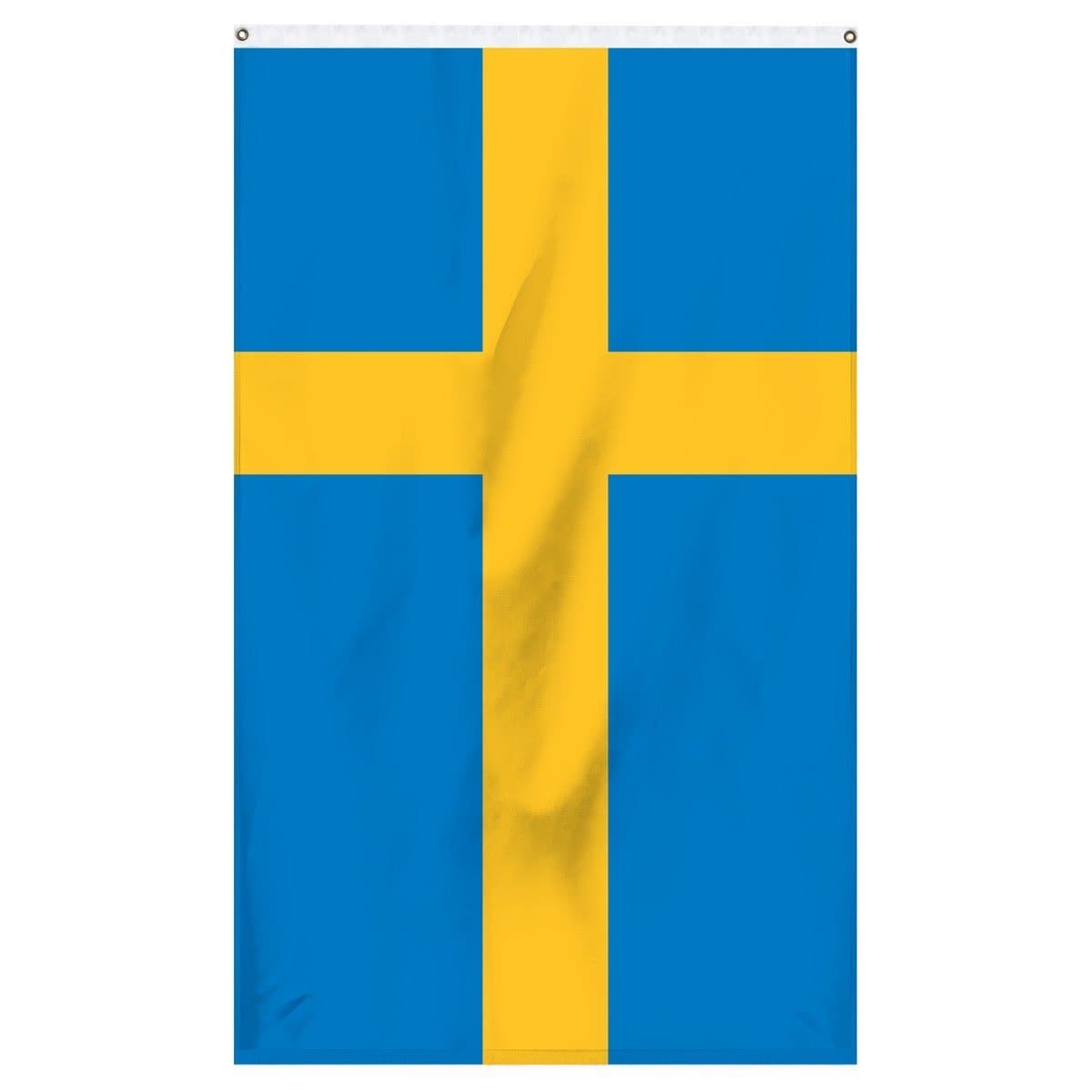 Sweden National flag for sale to buy online from Atlantic Flag and Pole. Blue flag with a yellow cross.