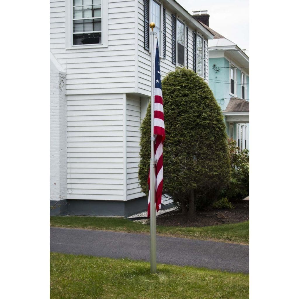 Telescoping Flagpole With Free American Flag Securi-Shur Anti-Theft Locking Clamp And Lifetime Guarantee American Made Flagpole