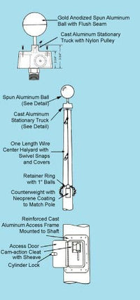 Thumbnail for Vanguard Series Aluminum Flagpole With Internal Halyard 20X5 Flagpoles Internal Halyards